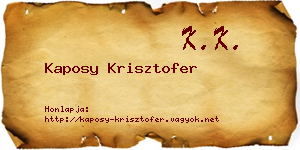 Kaposy Krisztofer névjegykártya